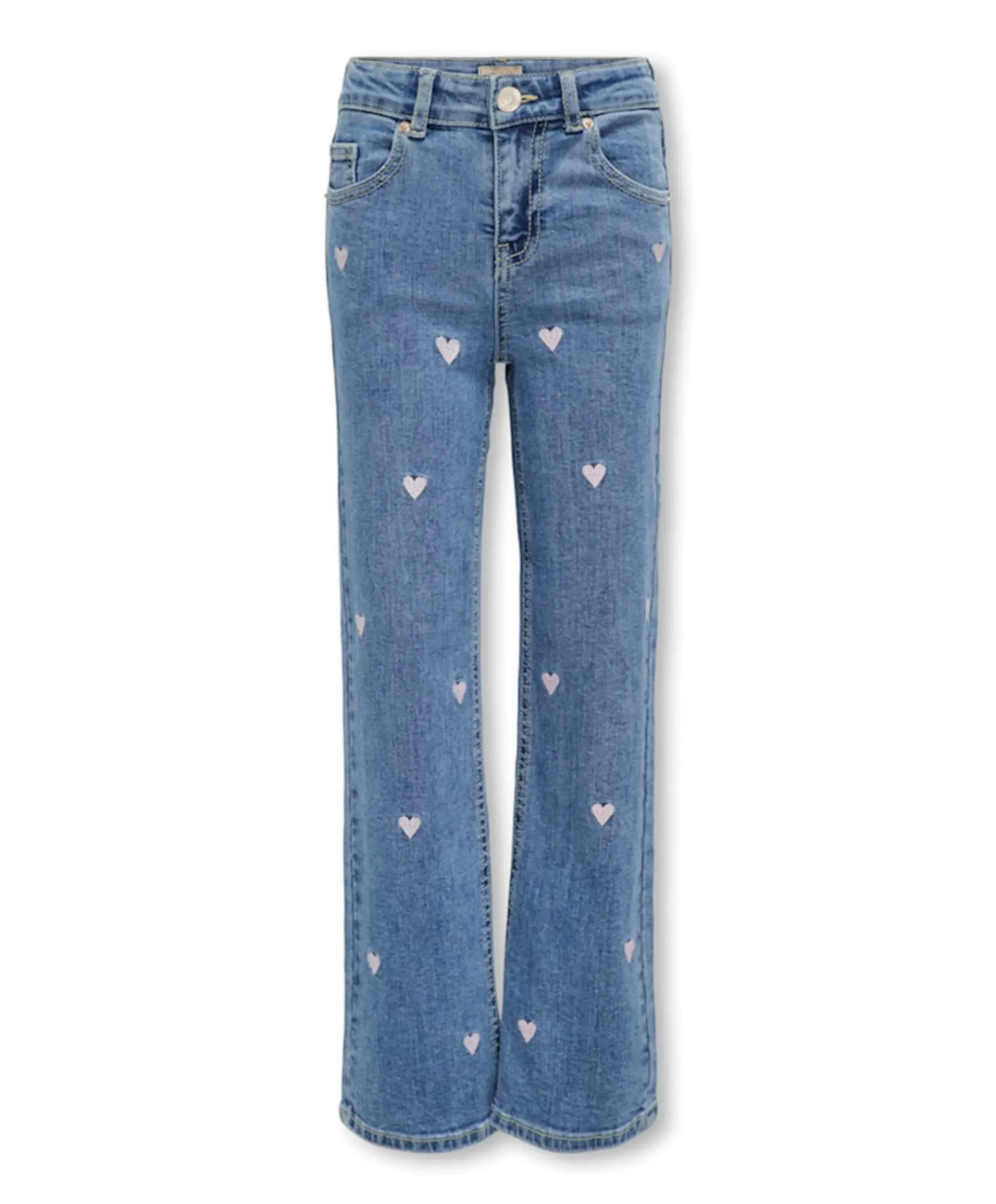 KOGJUICY WIDE LEG HEART EMB DNM JEA meisjes jeans blauw