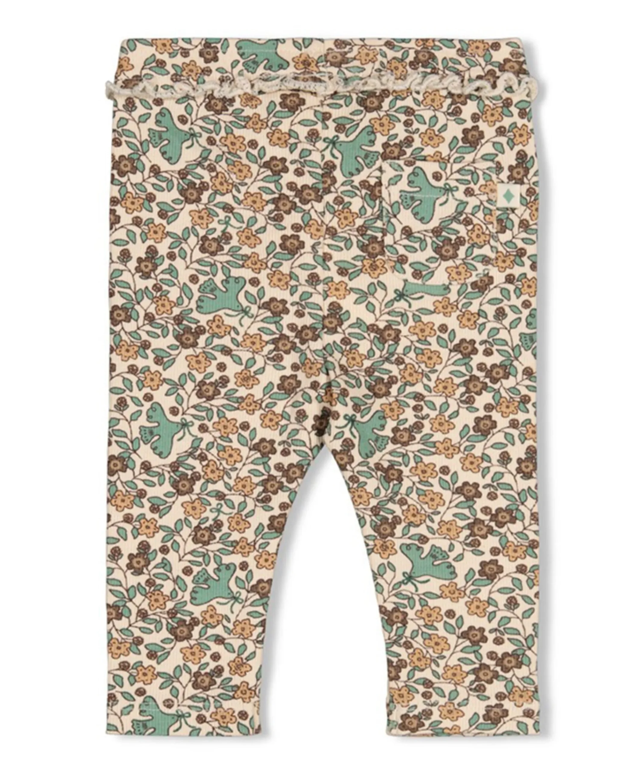 Legging rib AOP meisjes broek ecru
