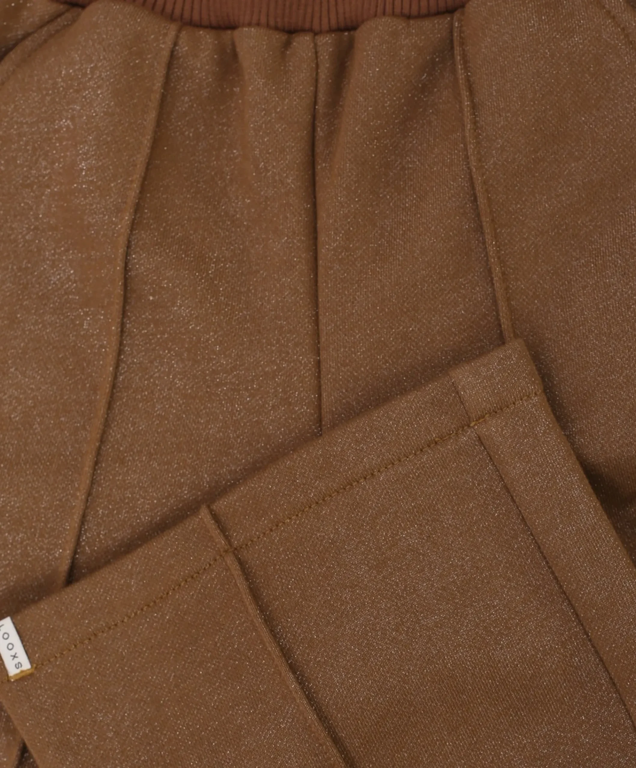 Little lurex sweatpants meisjes broek bruin