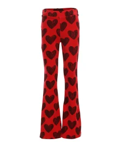 Little velvet flare meisjes broek rood