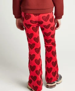 Little velvet flare meisjes broek rood