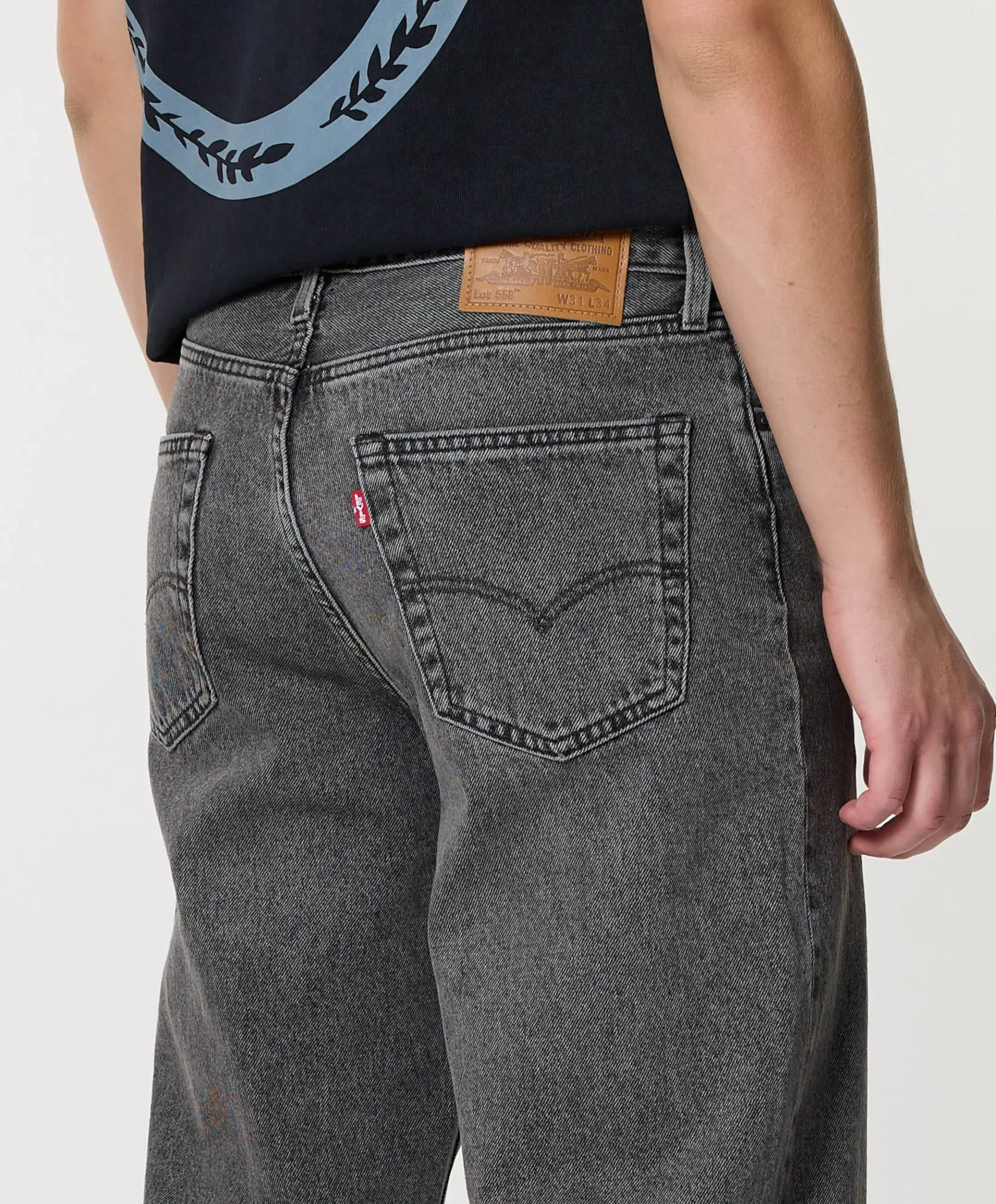 568 Loose straight heren jeans zwart