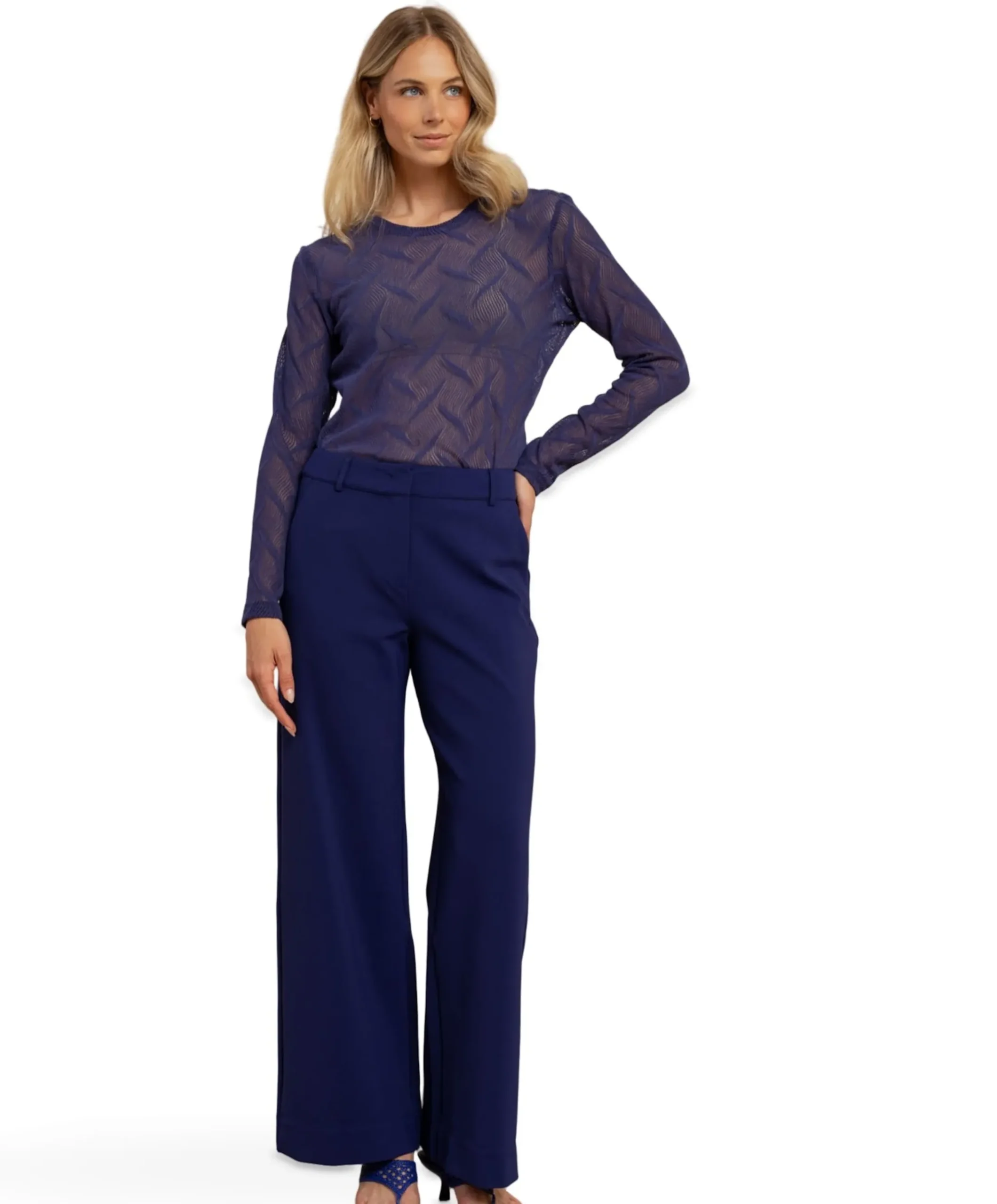 Luz twill dames broek blauw