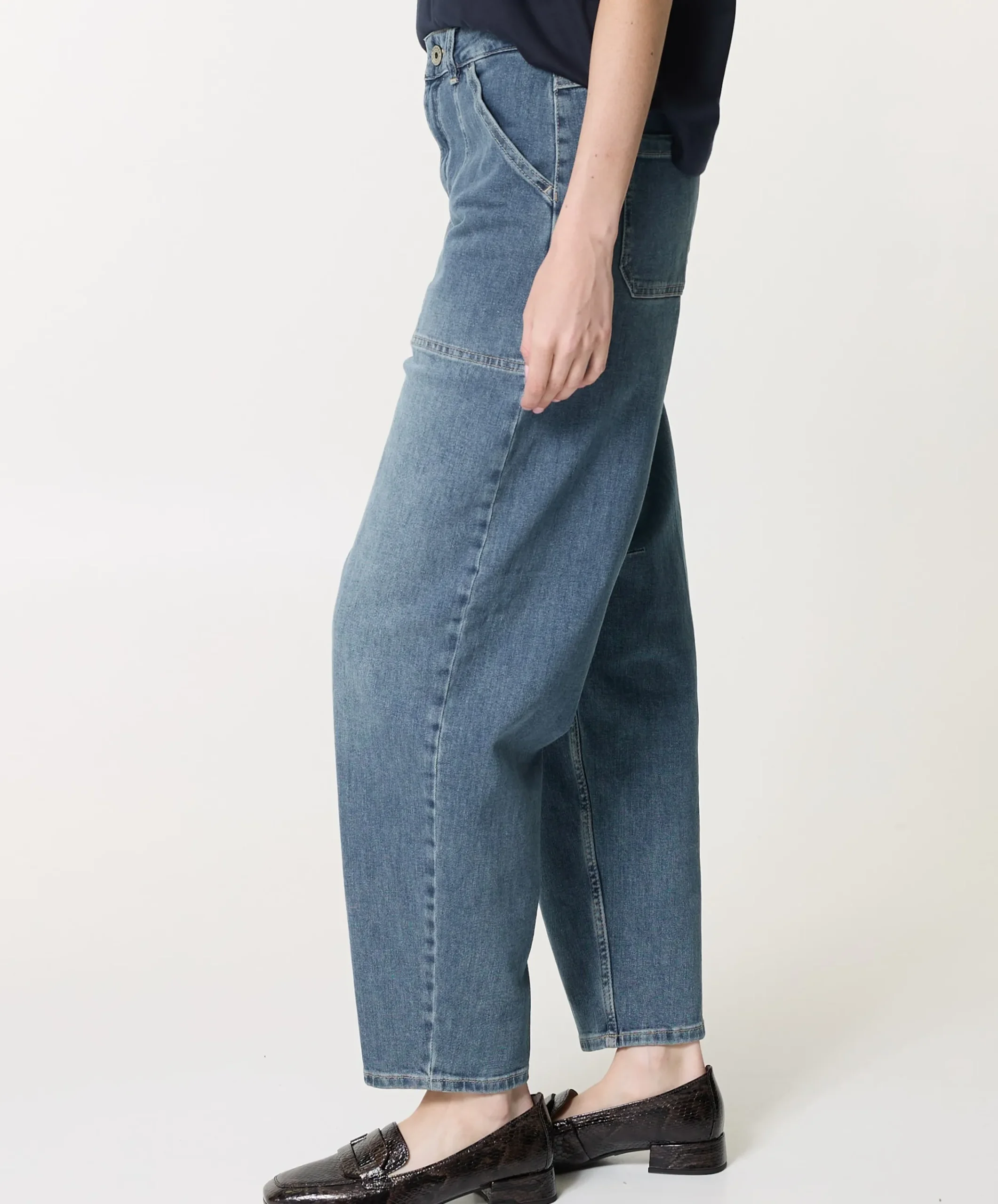 Mara Tapered Worker dames jeans blauw