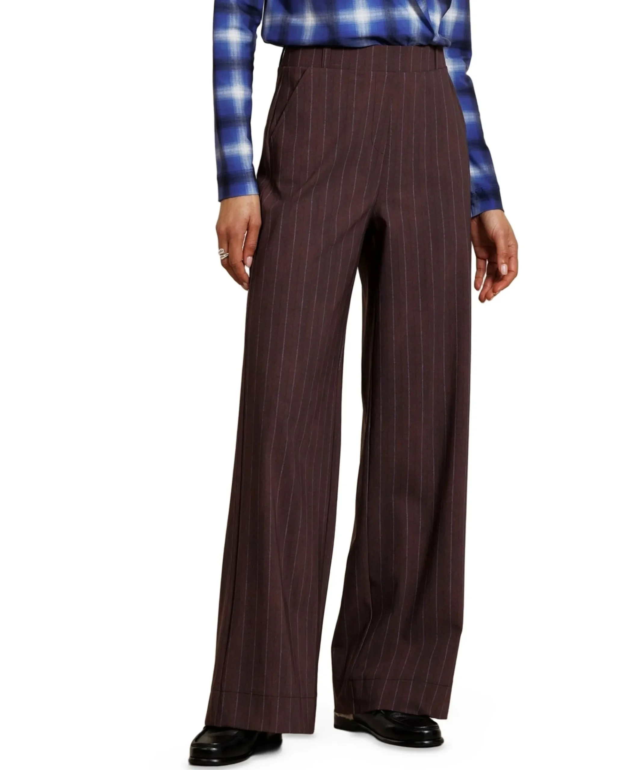 Marlise stripe dames broek bruin