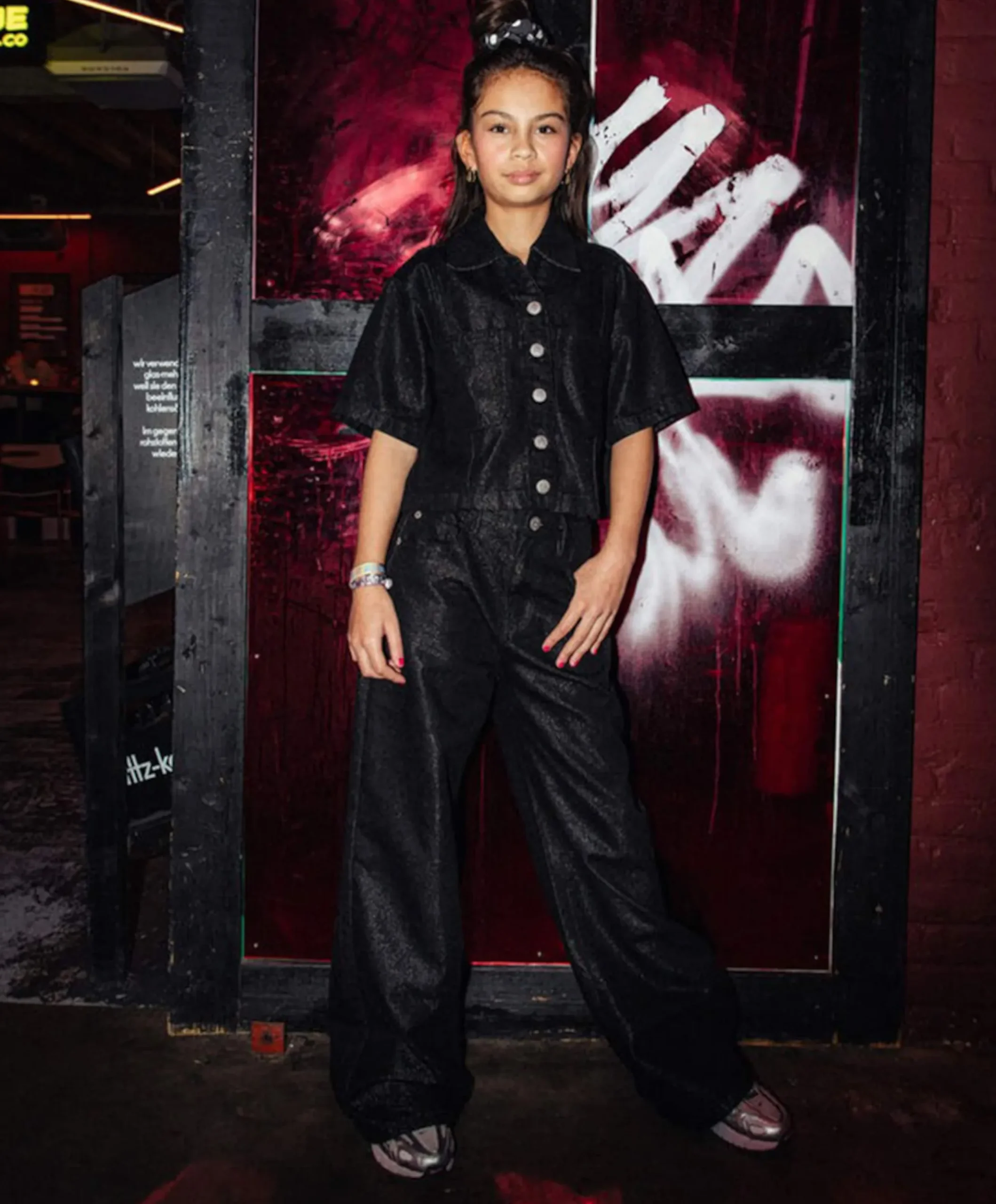 Meisjes blouse korte mouw zwart