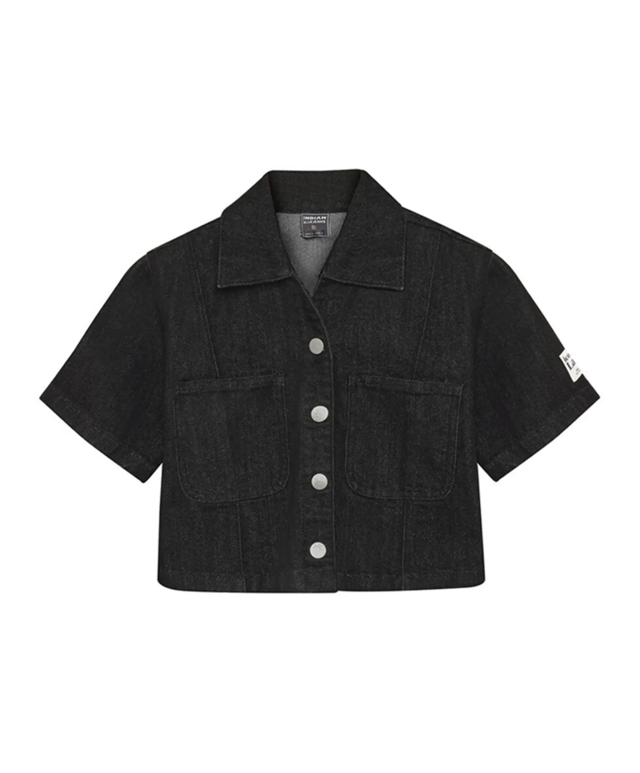 Meisjes blouse korte mouw zwart