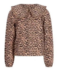 Meisjes blouse lange mouw beige