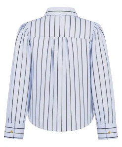 Meisjes blouse lange mouw blauw