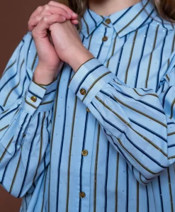 Meisjes blouse lange mouw blauw