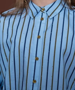 Meisjes blouse lange mouw blauw