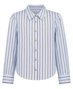 Meisjes blouse lange mouw blauw