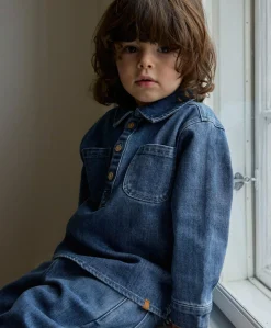 Meisjes blouse lange mouw blauw