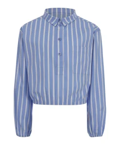 Meisjes blouse lange mouw blauw