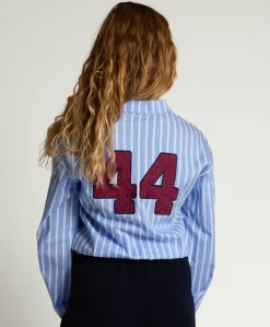 Meisjes blouse lange mouw blauw