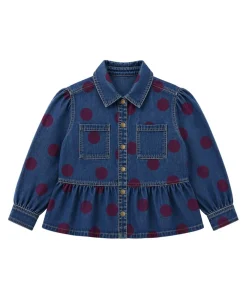 Meisjes blouse lange mouw blauw