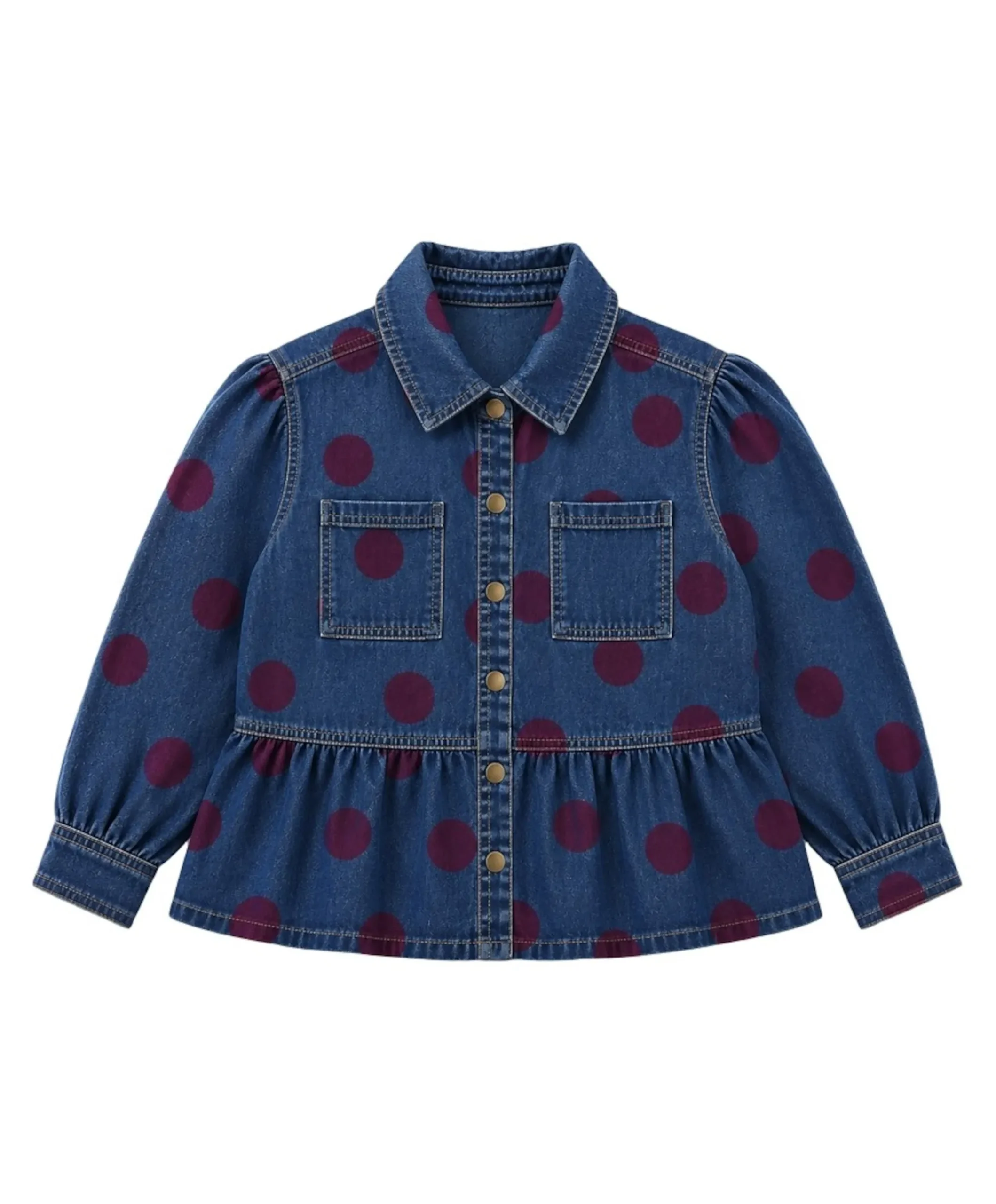 Meisjes blouse lange mouw blauw
