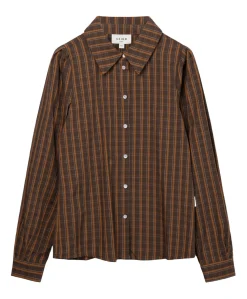 Meisjes blouse lange mouw bruin