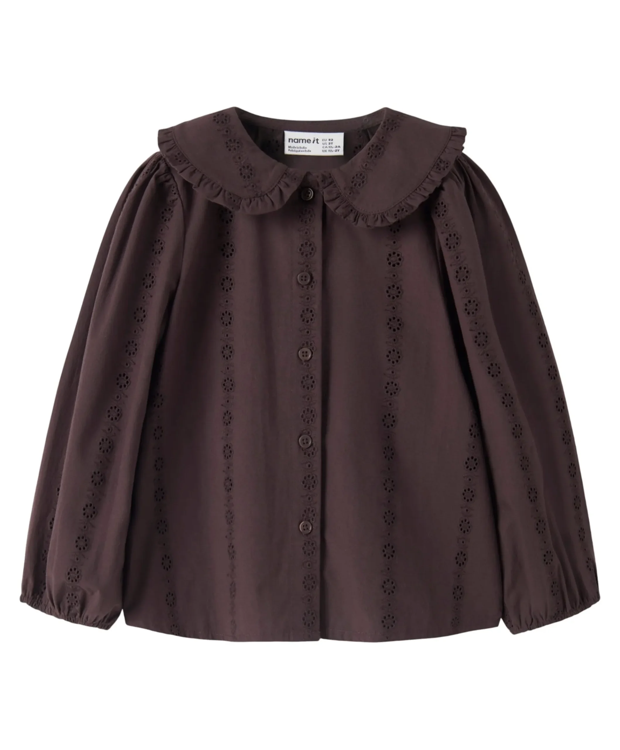 Meisjes blouse lange mouw bruin