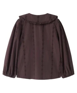 Meisjes blouse lange mouw bruin