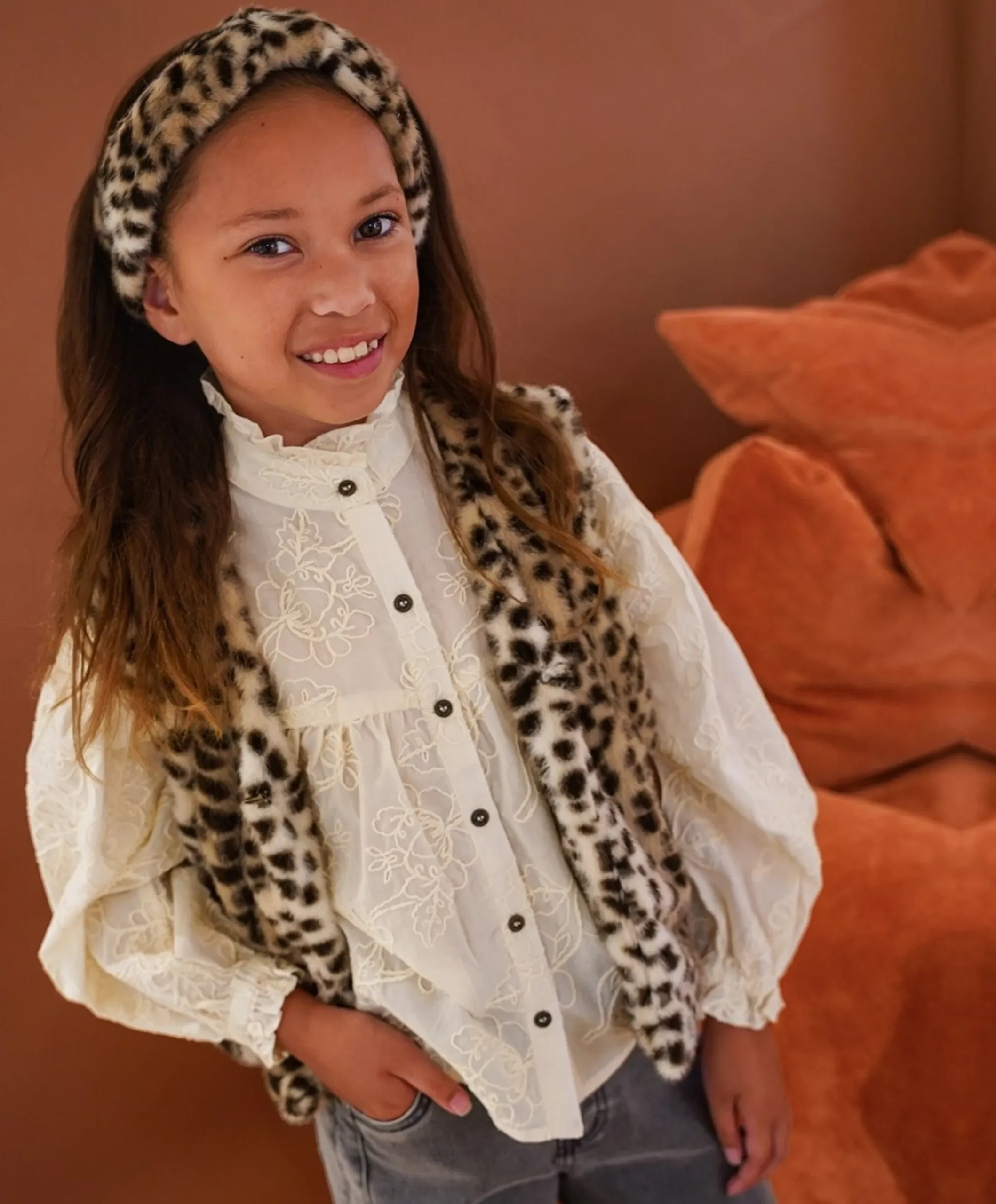 Meisjes blouse lange mouw ecru