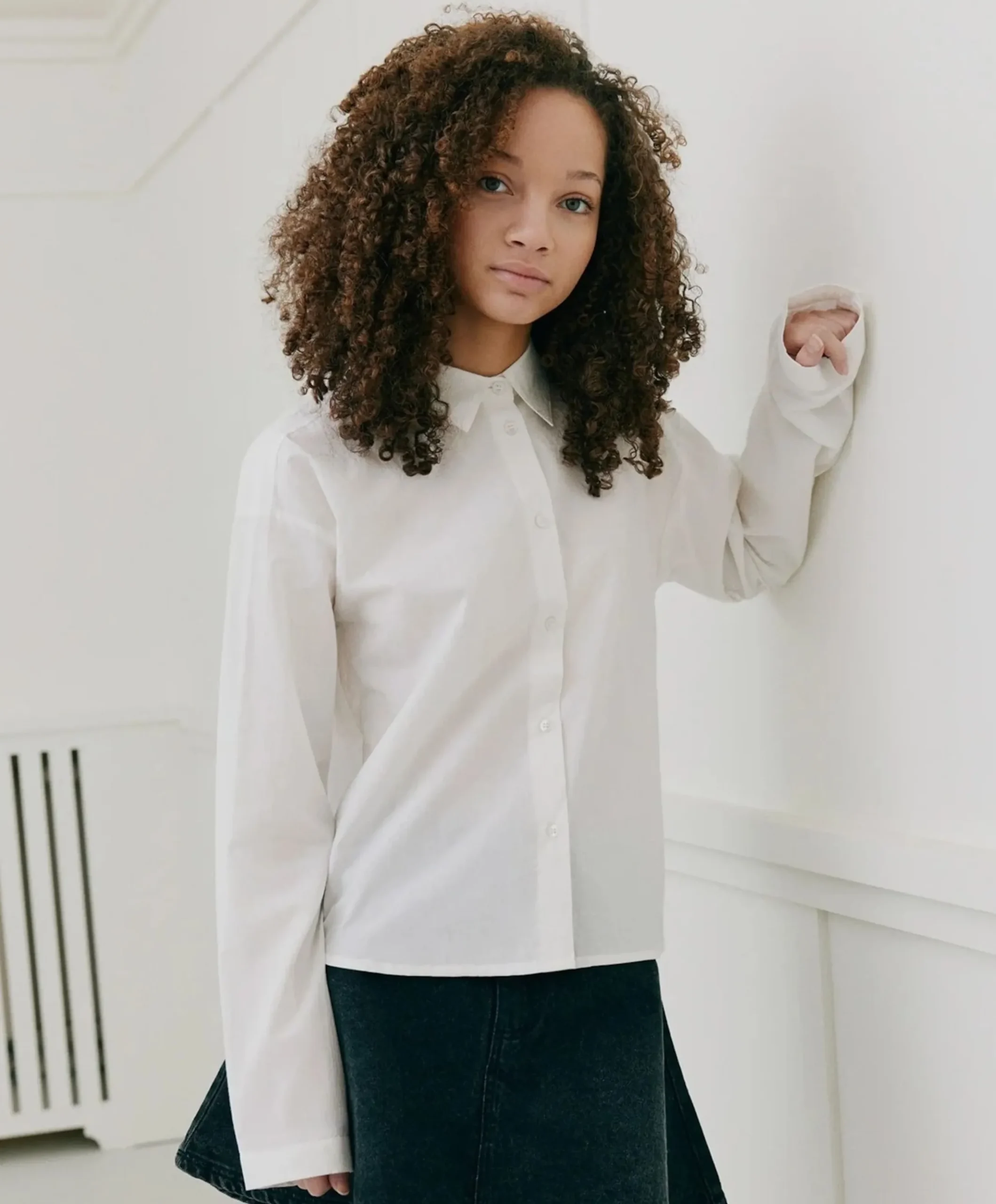 Meisjes blouse lange mouw ecru