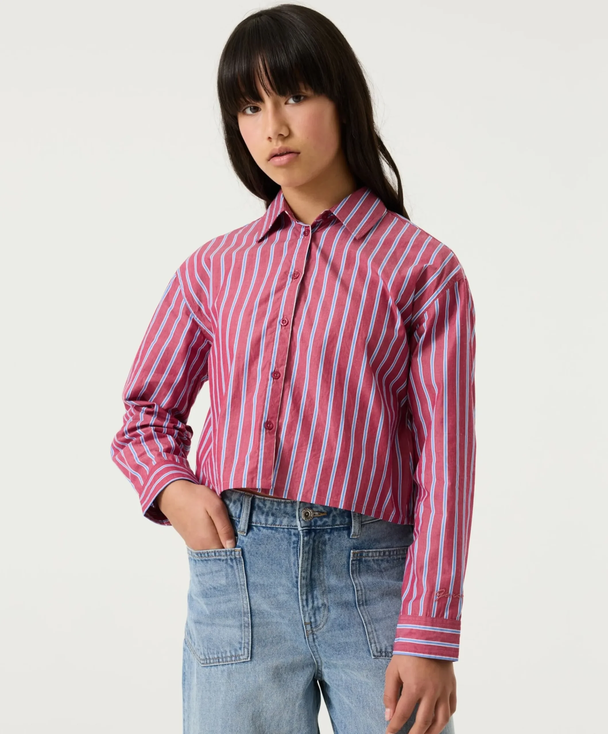 Meisjes blouse lange mouw roze