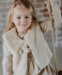 Meisjes gilet beige