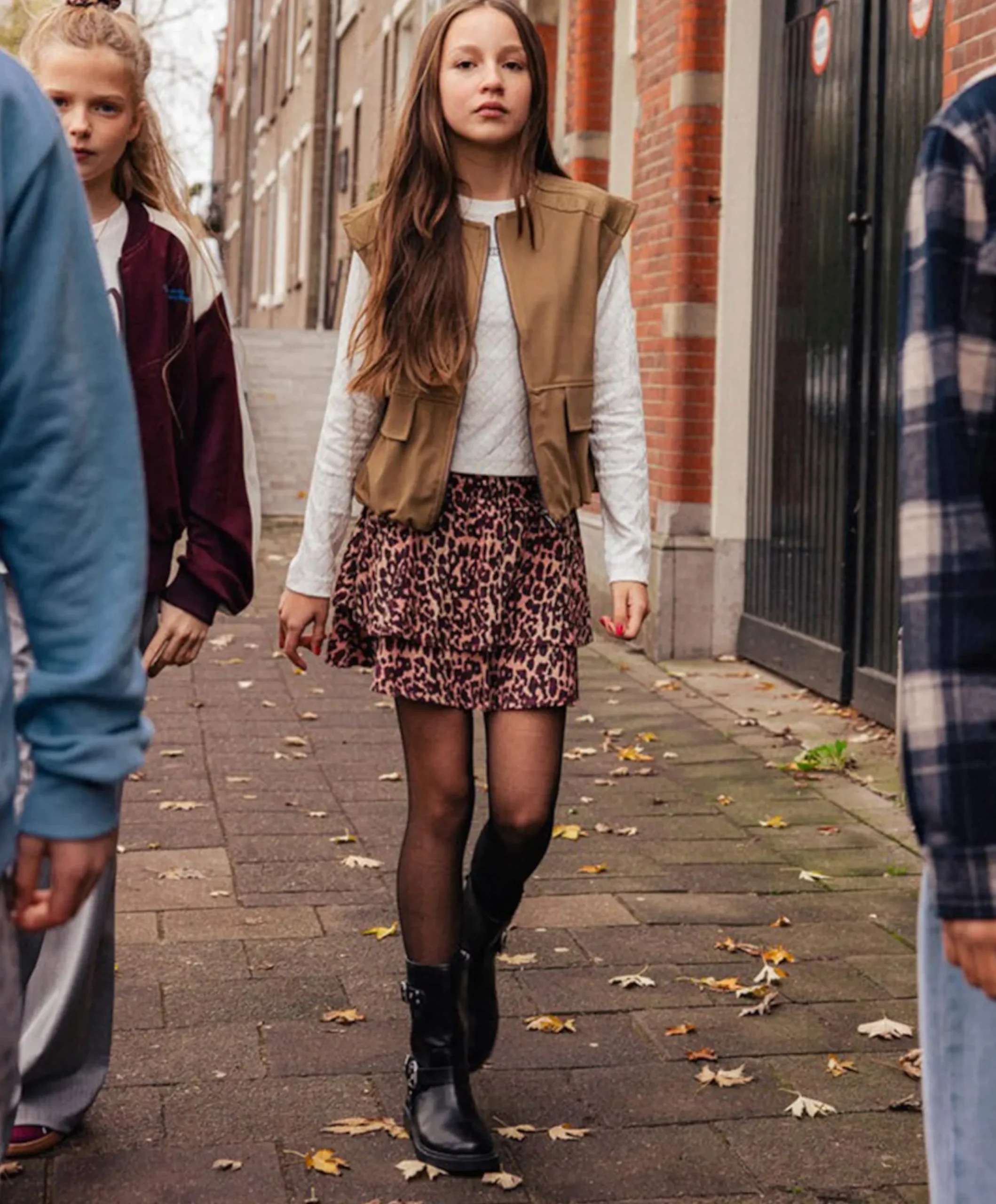 Meisjes gilet beige