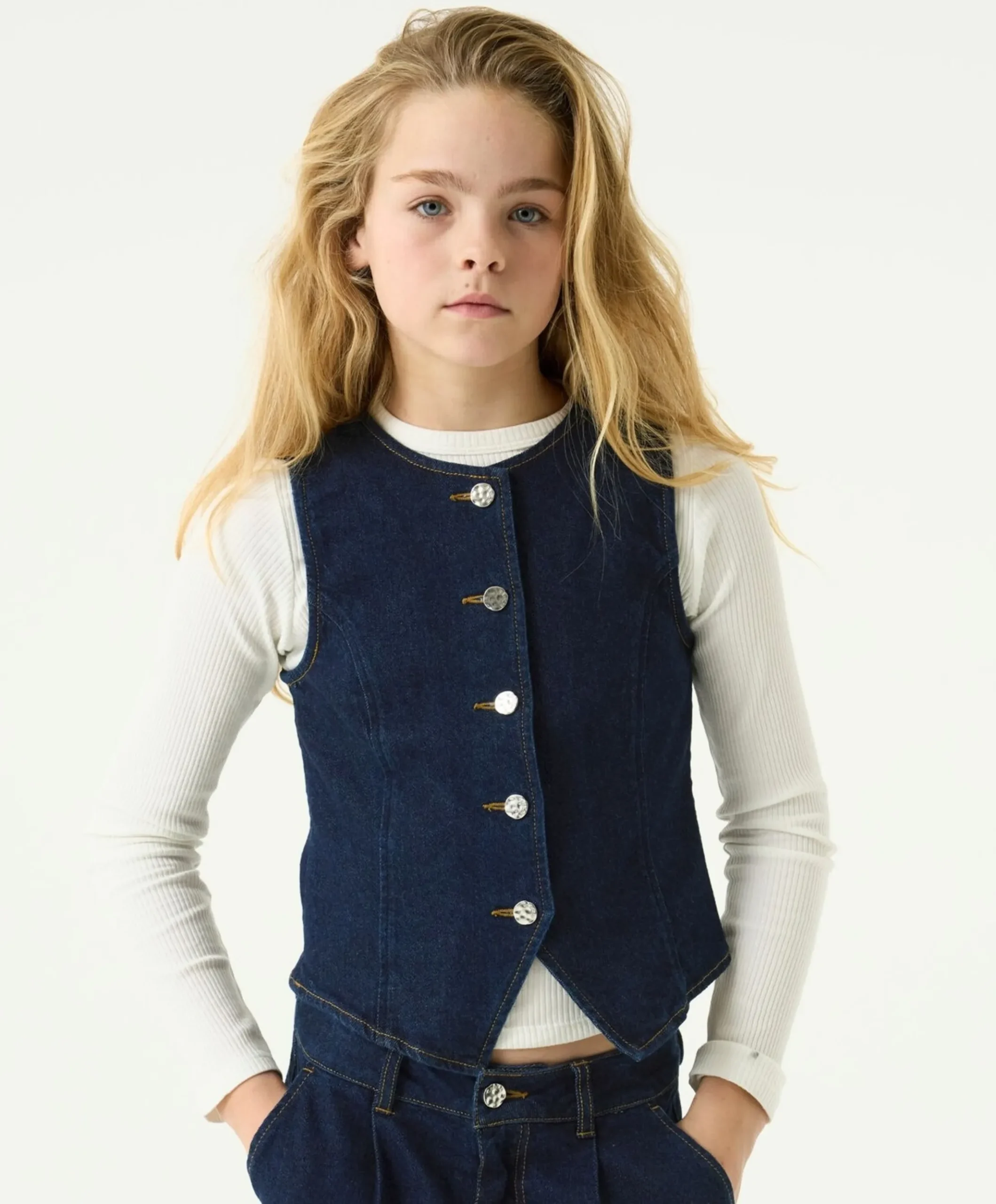 Meisjes gilet blauw