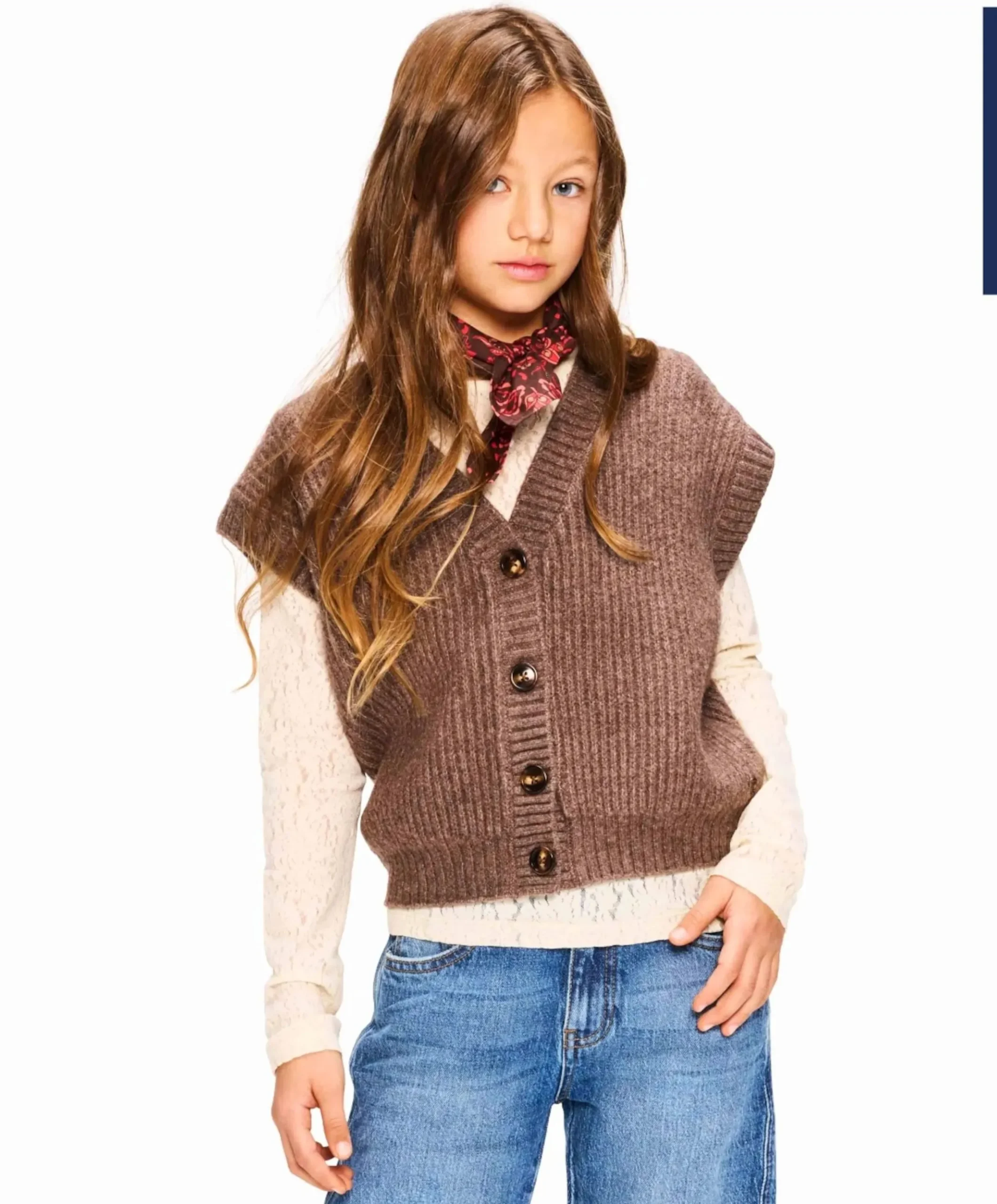 Meisjes gilet bruin