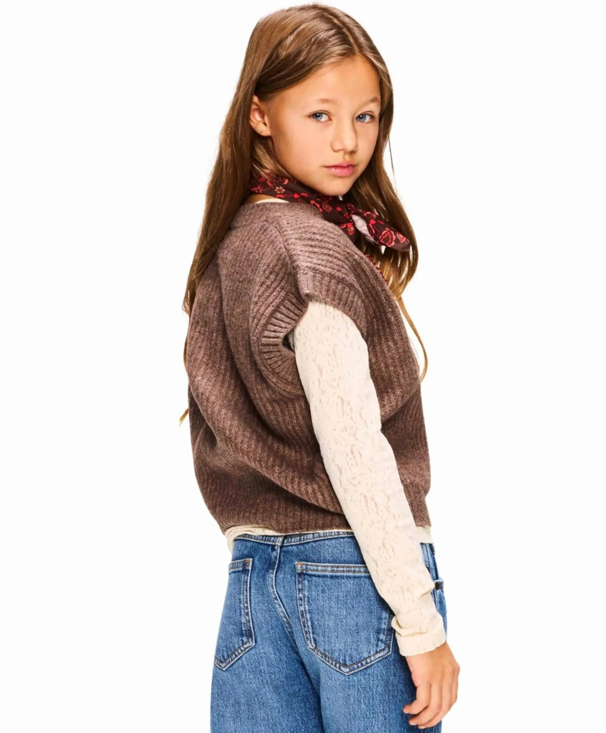 Meisjes gilet bruin