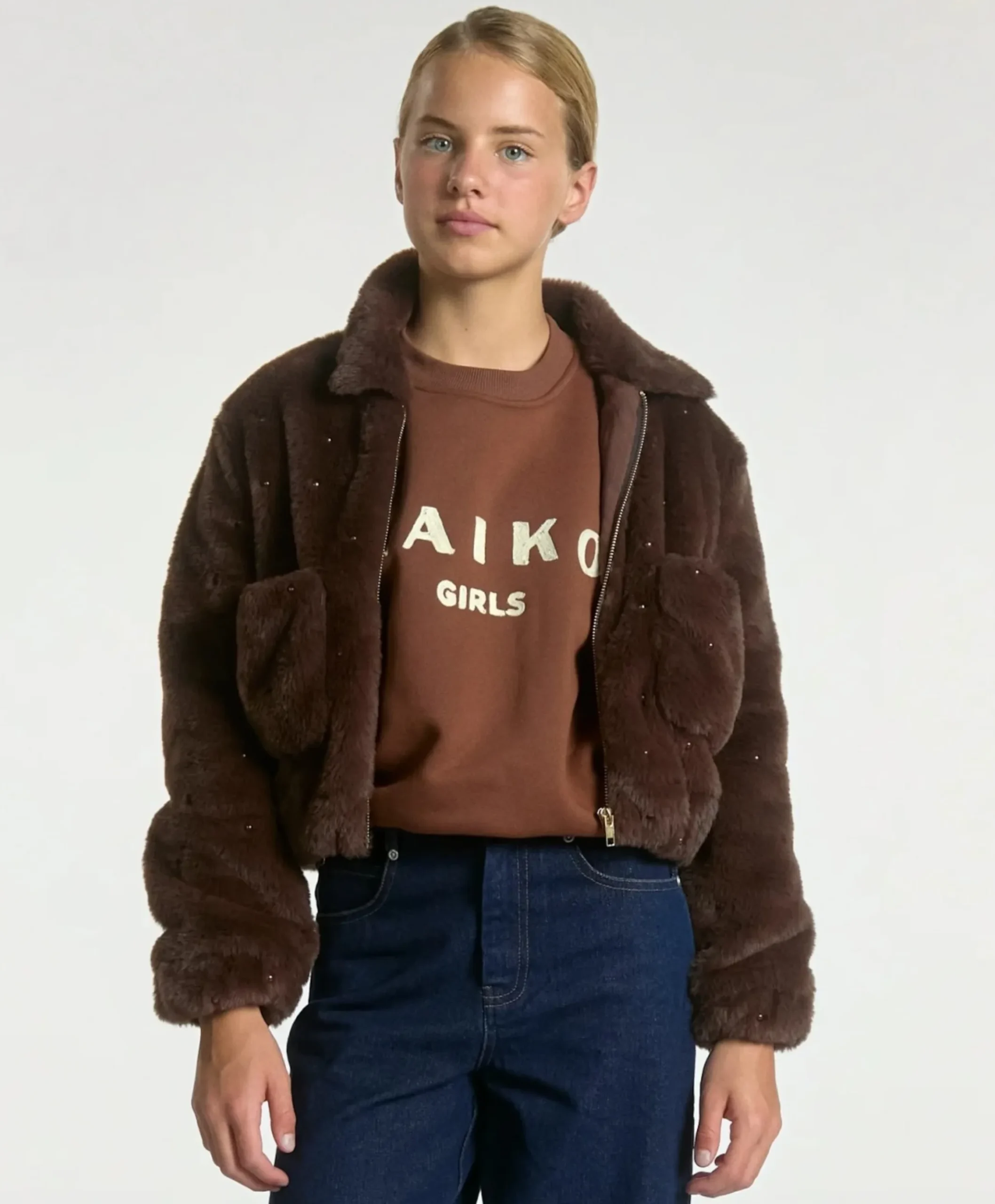 Meisjes jas bruin