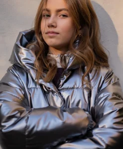 Meisjes jas zilver