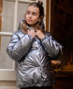 Meisjes jas zilver
