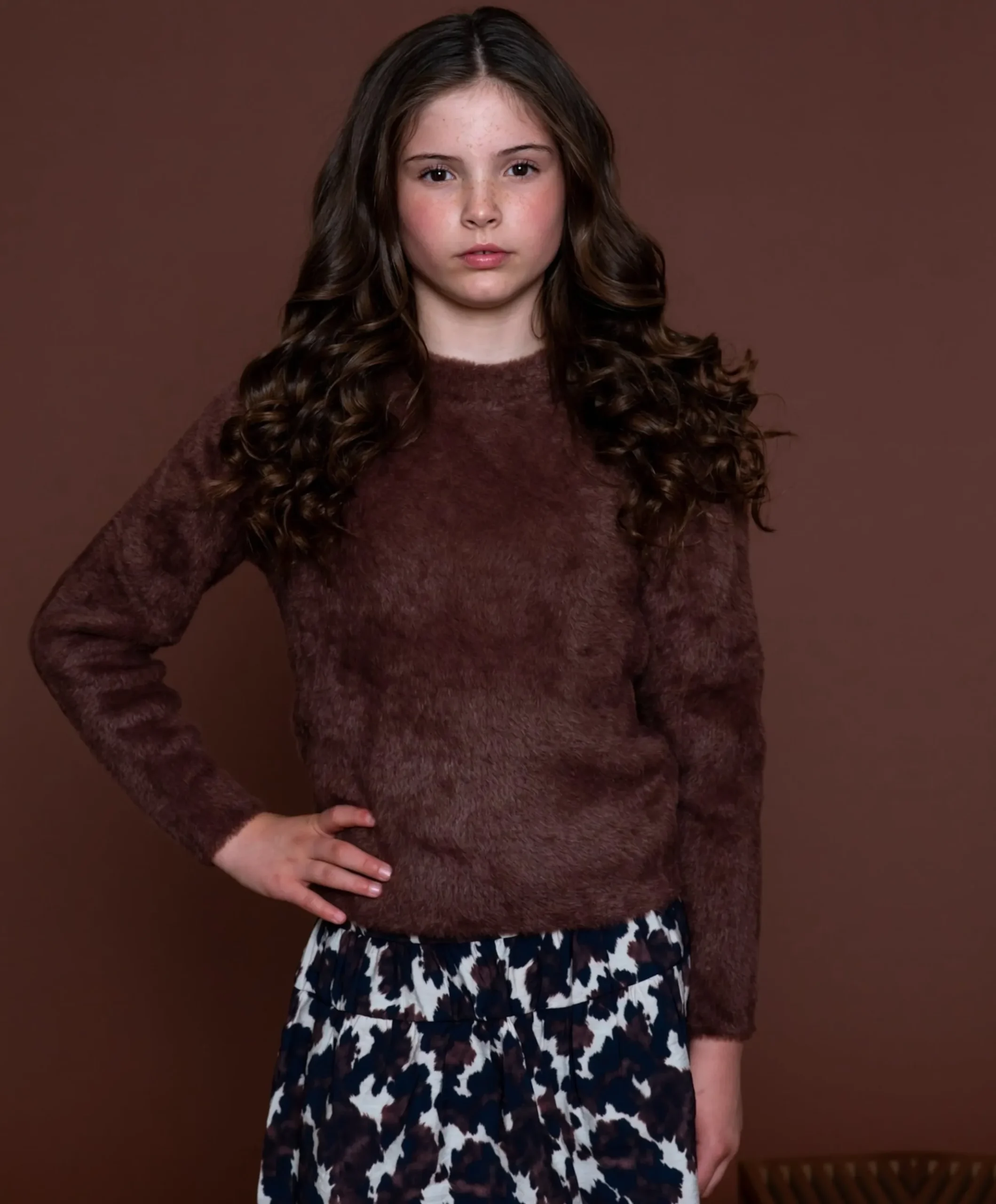 Meisjes sweater bruin