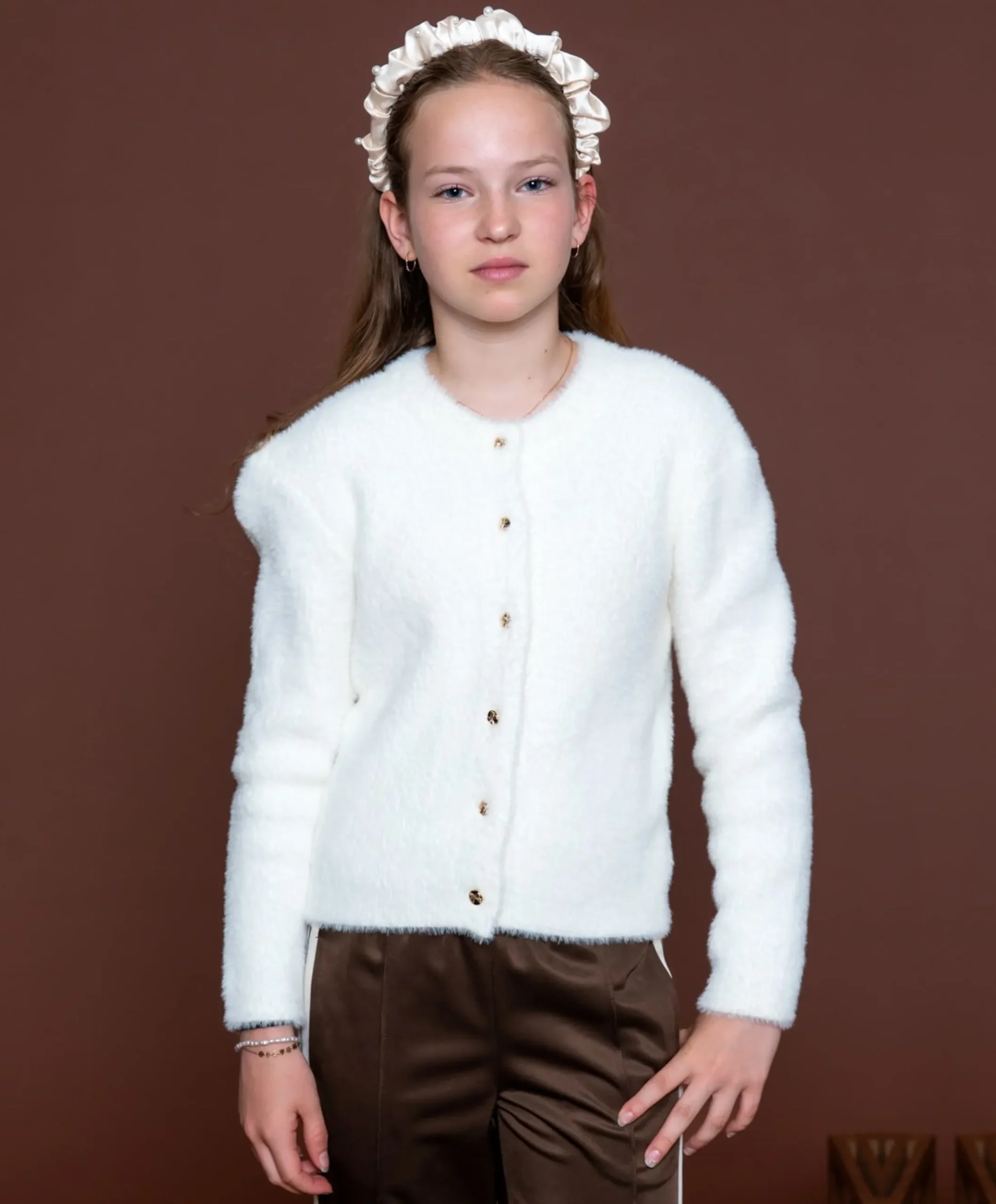 Meisjes vest ecru