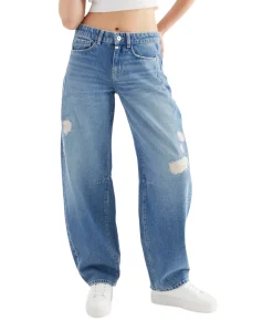 mid waist balloon jeans dames jeans blauw