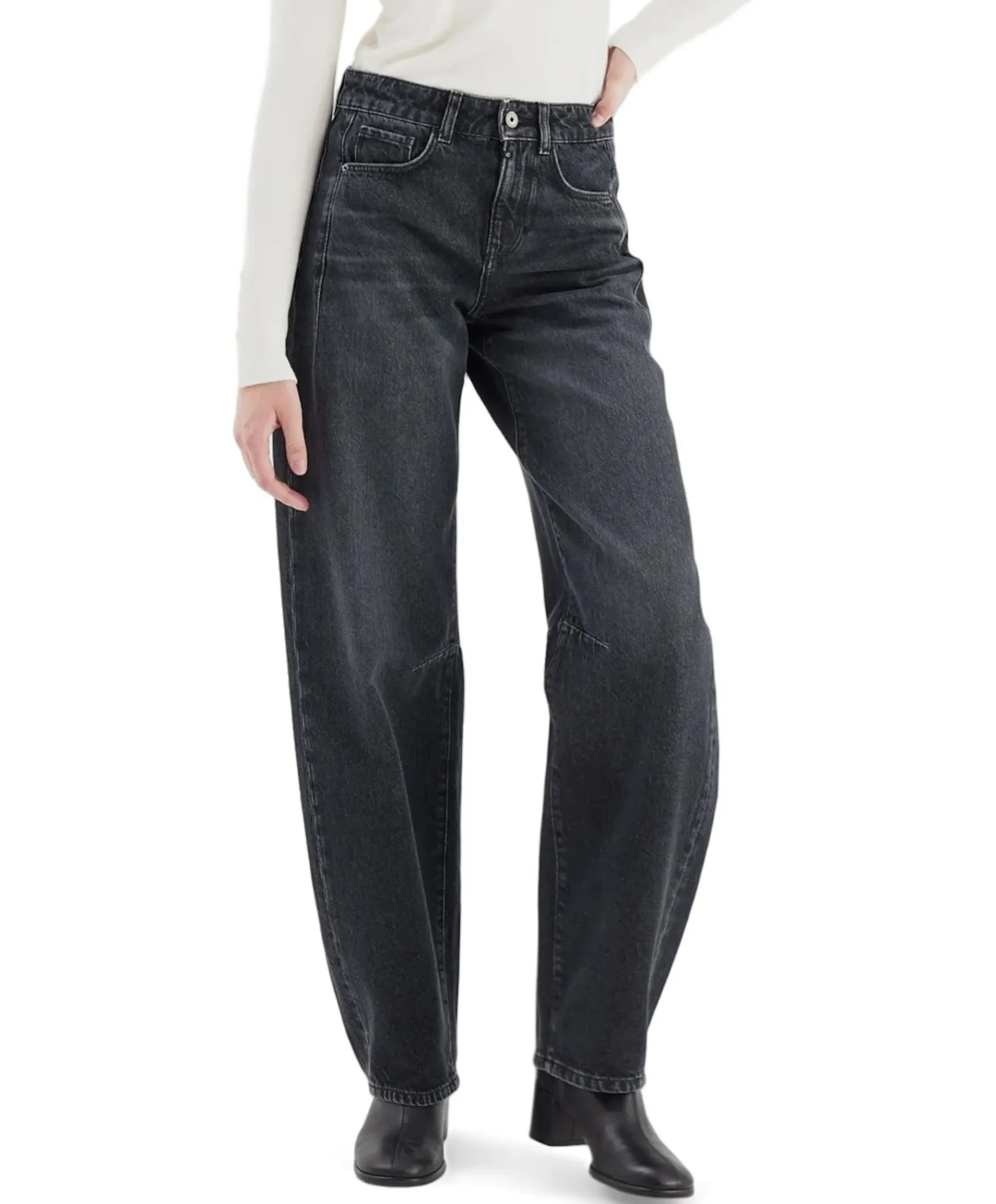 mid waist balloon jeans dames jeans zwart
