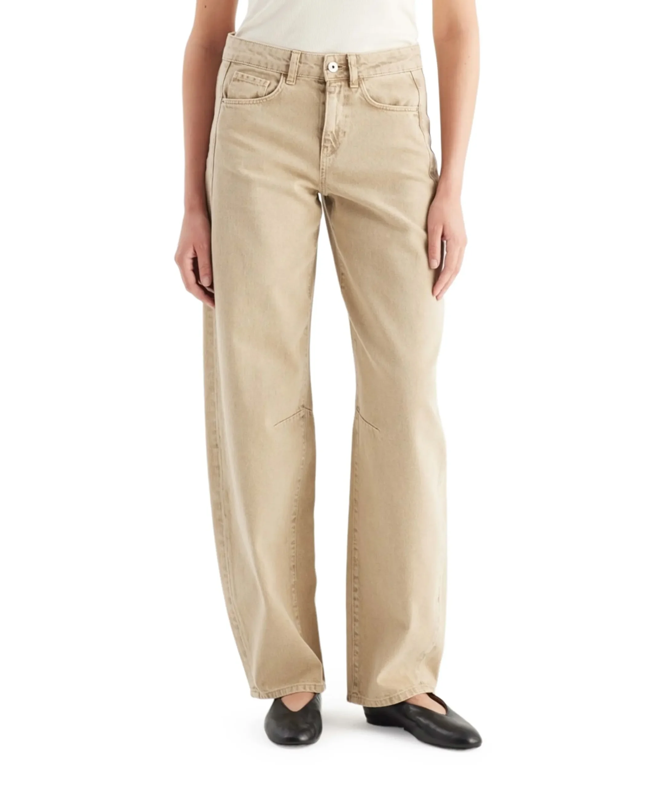 mid waist balloon jeans dames jeans beige