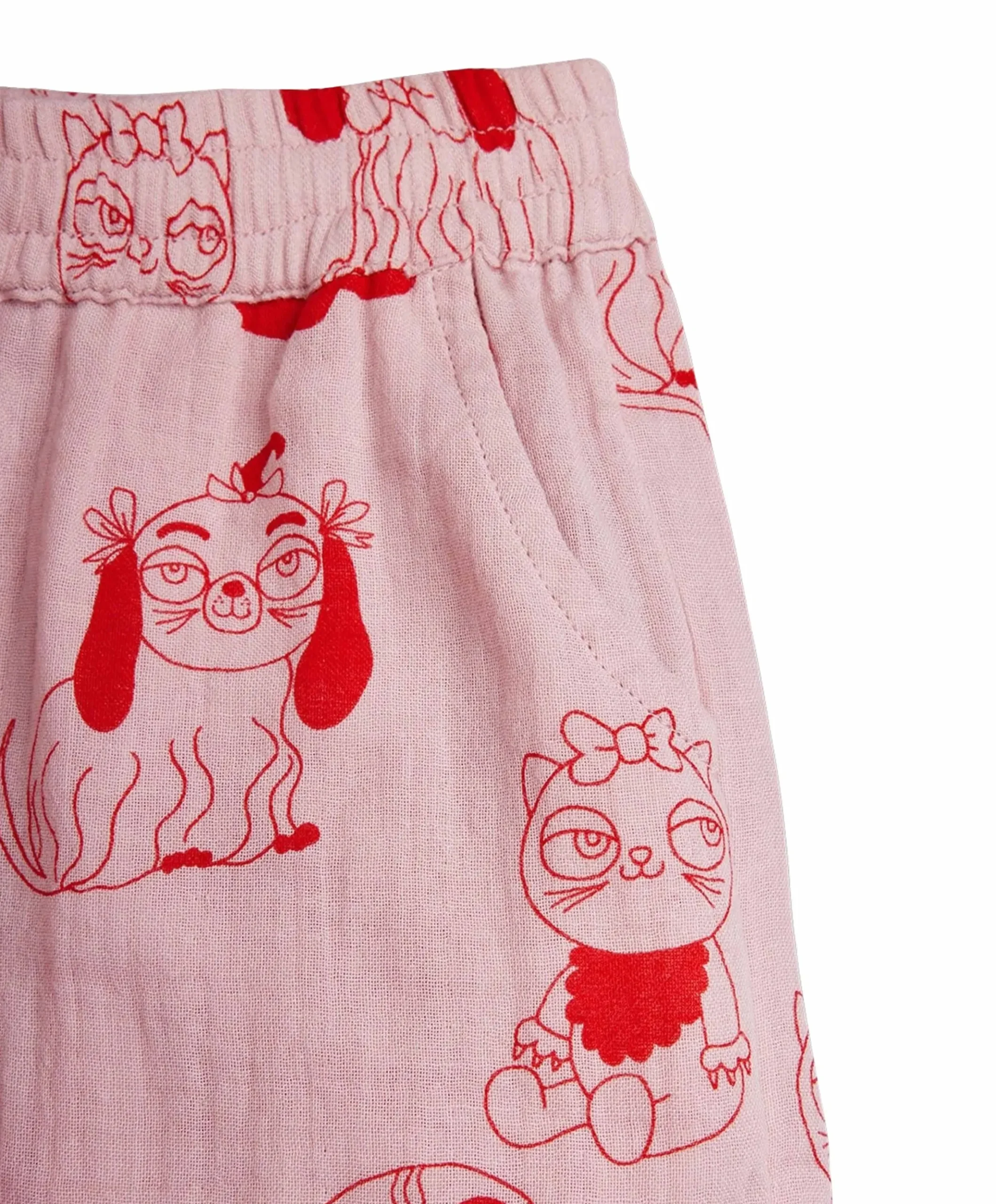 Minibabies woven meisjes korte broek roze
