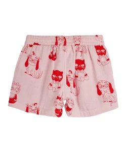 Minibabies woven meisjes korte broek roze