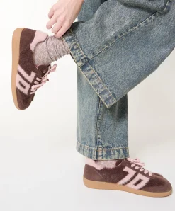 MOHAIR dames sneakers bruin