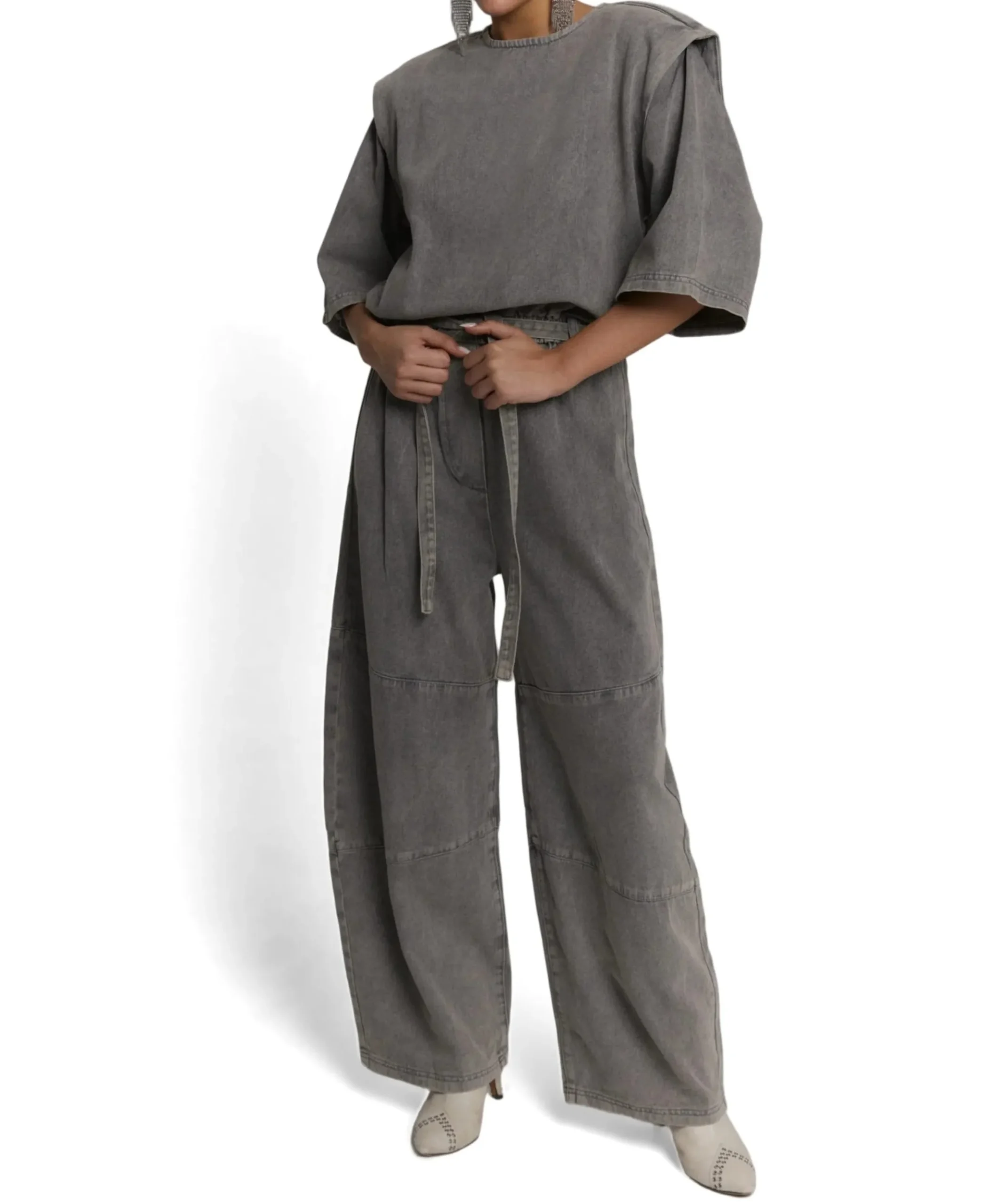 MONA dames jumpsuit grijs