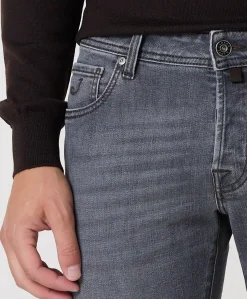 Nick Slim 5 pkt heren jeans grijs