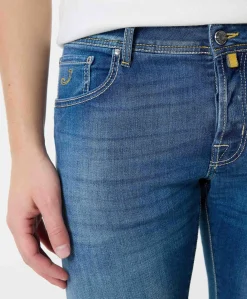 Nick Slim 5 Pocket heren jeans blauw