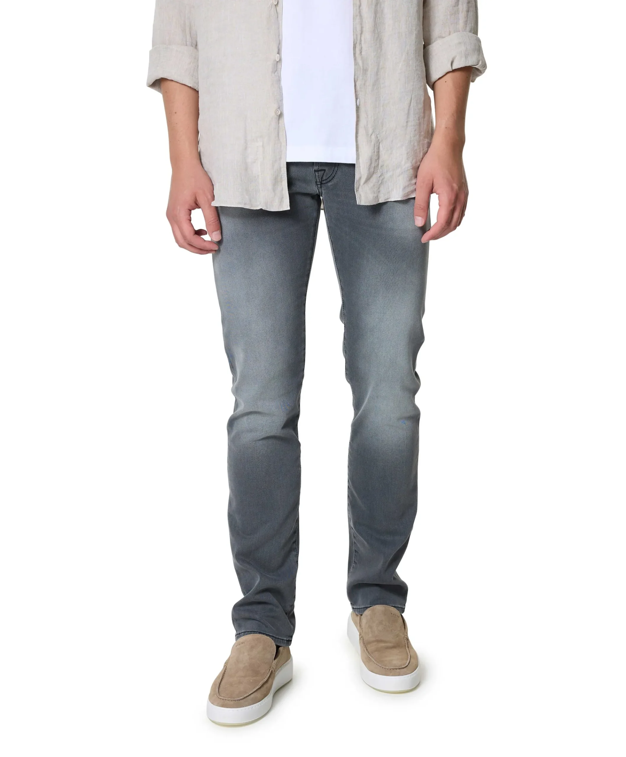 Nick Slim 5 Pocket heren jeans grijs