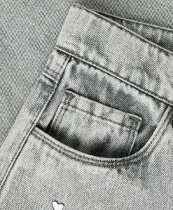 NKFROSE WIDE HEART STUDS JEANS 2021 meisjes jeans grijs