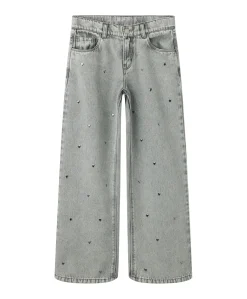 NKFROSE WIDE HEART STUDS JEANS 2021 meisjes jeans grijs