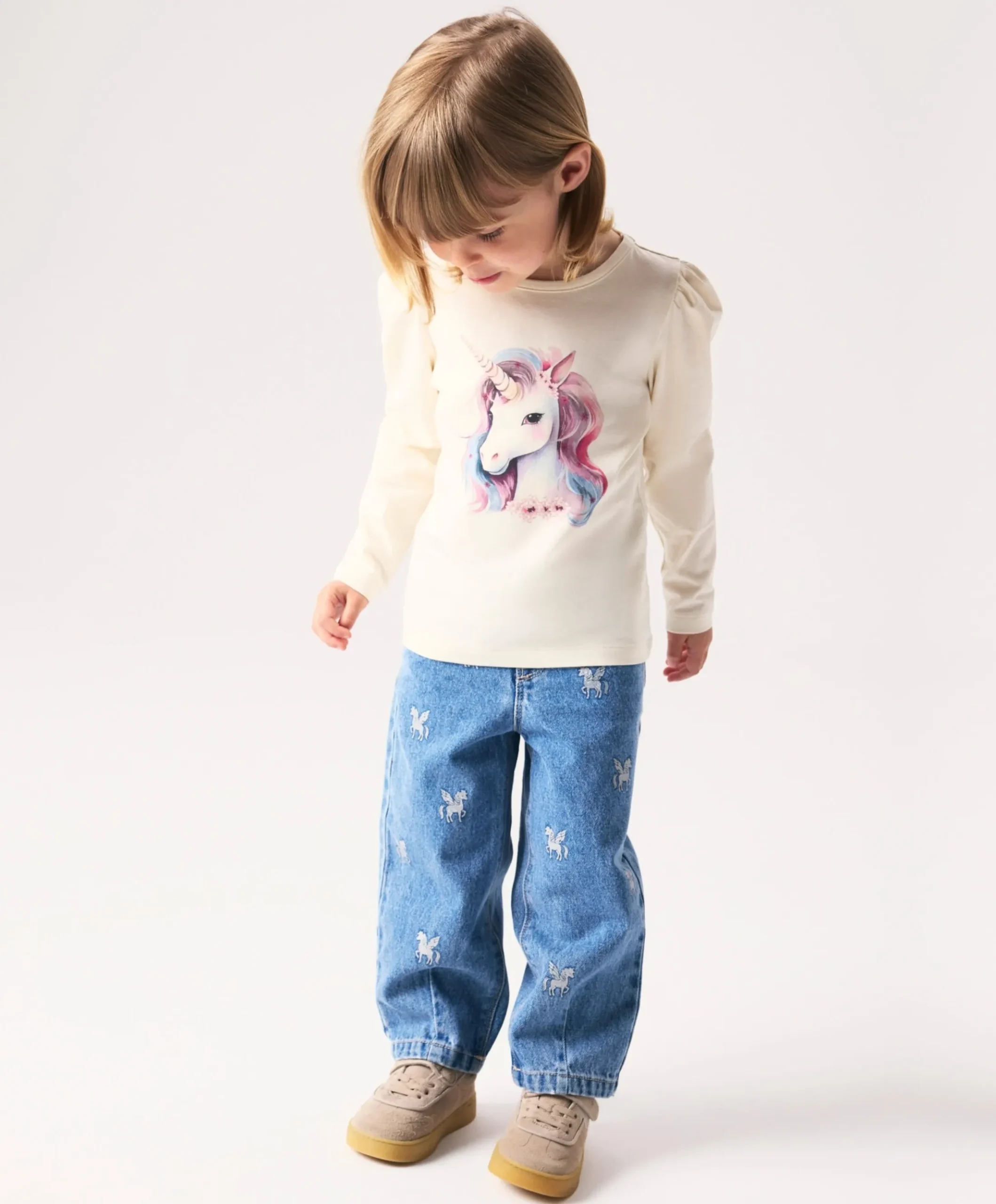 NMFBELLA BARREL GLITTER 4577- meisjes jeans blauw